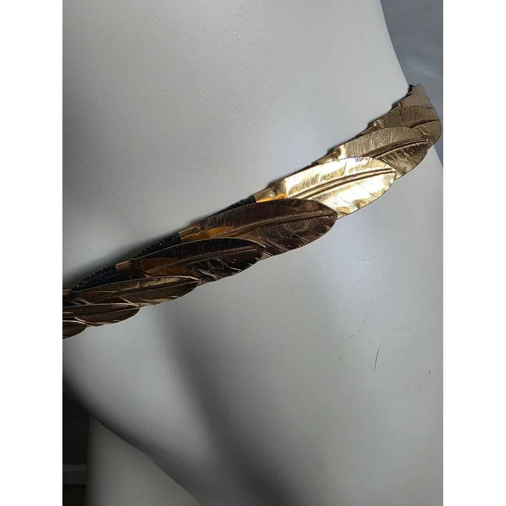 Vintage Belt Gold Feather Scales Elastic 34'-52'